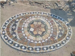Oval Design China Rusty Slate Floor Mosaic Medallion Oval Design China Rusty Slate Floor Mosaic Medallion