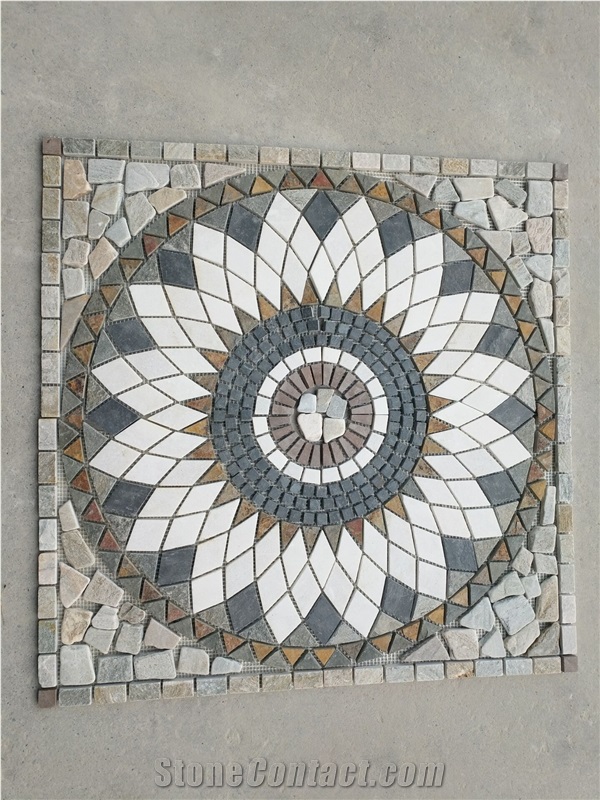 Oval Design China Rusty Slate Floor Mosaic Medallion