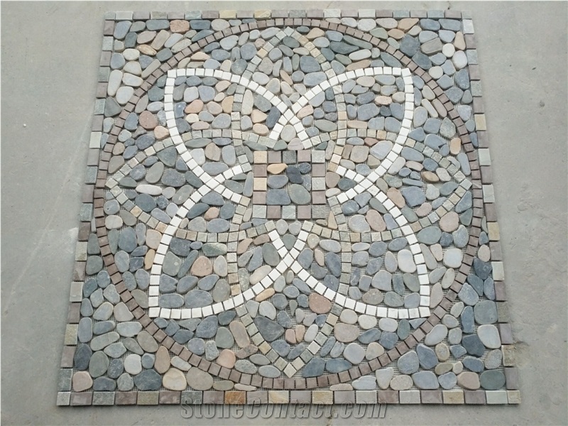 Oval Design China Rusty Slate Floor Mosaic Medallion
