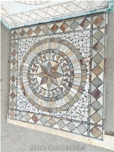 Oval Design China Rusty Slate Floor Mosaic Medallion