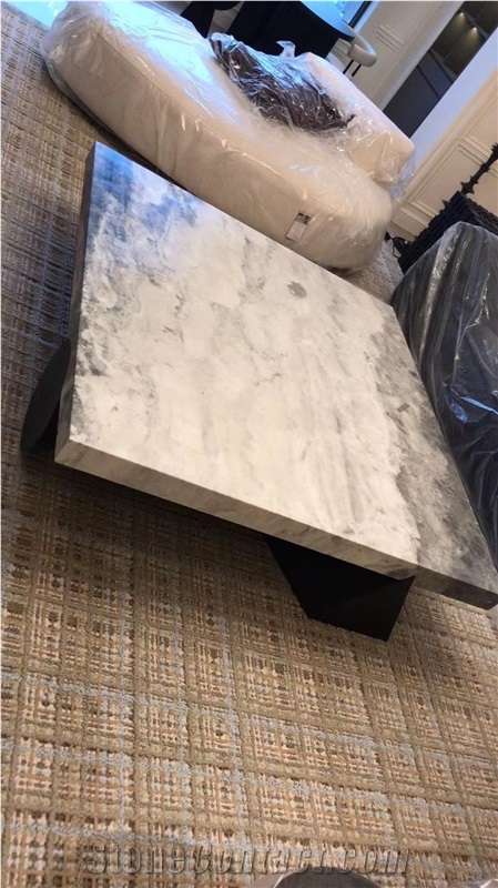 Travertine Titanium Silver Coffee Table For Home Decoration