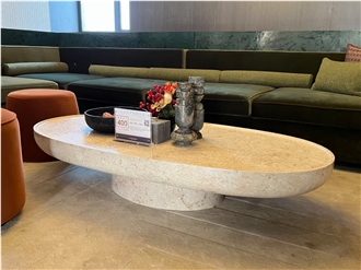 Travertine Titanium Silver Coffee Table For Home Decoration