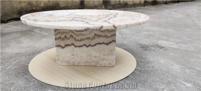 Travertine Titanium Silver Coffee Table For Home Decoration