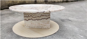 Travertine Titanium Silver Coffee Table For Home Decoration