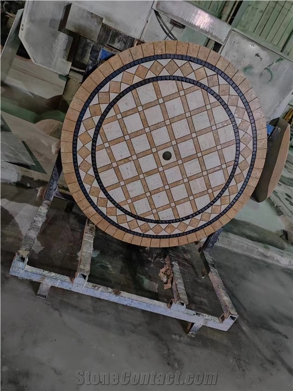 Tumbled Marble Mosaic Floor Medallion For Courtyard Decor