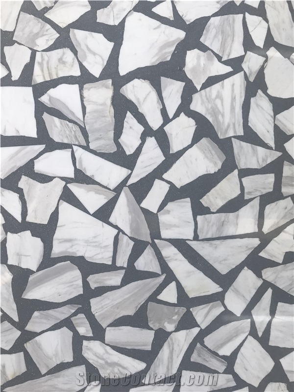 Large Aggregate White Terrazzo Mosaic Terrazzo  Slabs