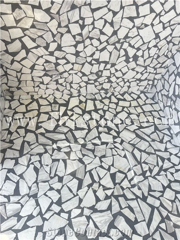 Large Aggregate White Terrazzo Mosaic Terrazzo  Slabs