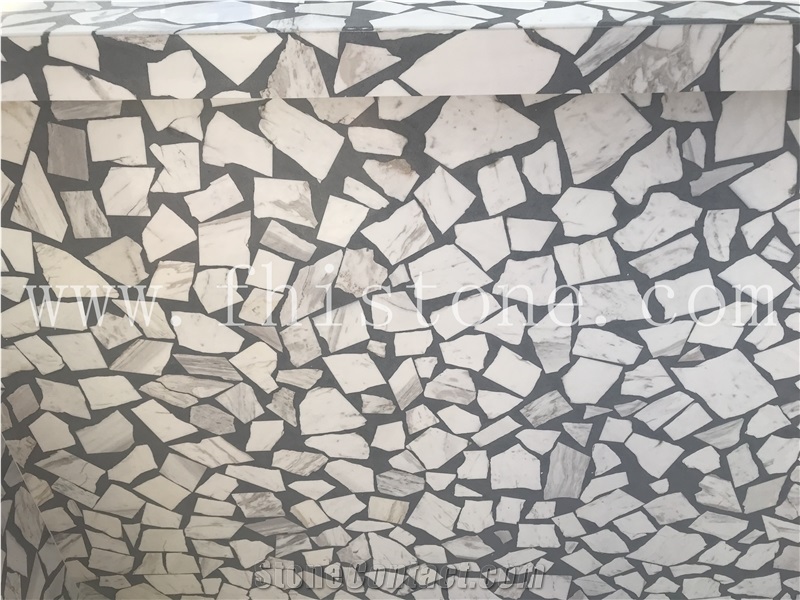 Large Aggregate White Terrazzo Mosaic Terrazzo  Slabs