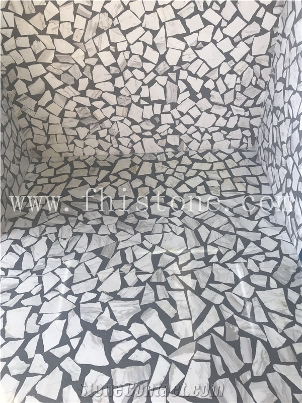 Large Aggregate White Terrazzo Mosaic Terrazzo  Slabs