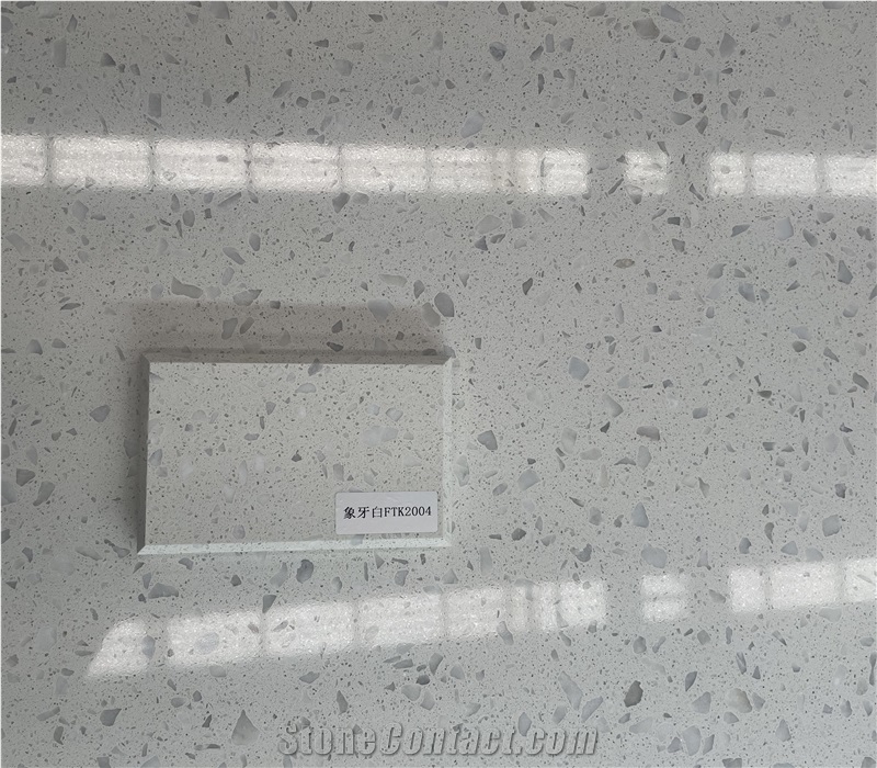 Fatiya Terrazzo Slab Ivory White Floor Tile Wall Decoration