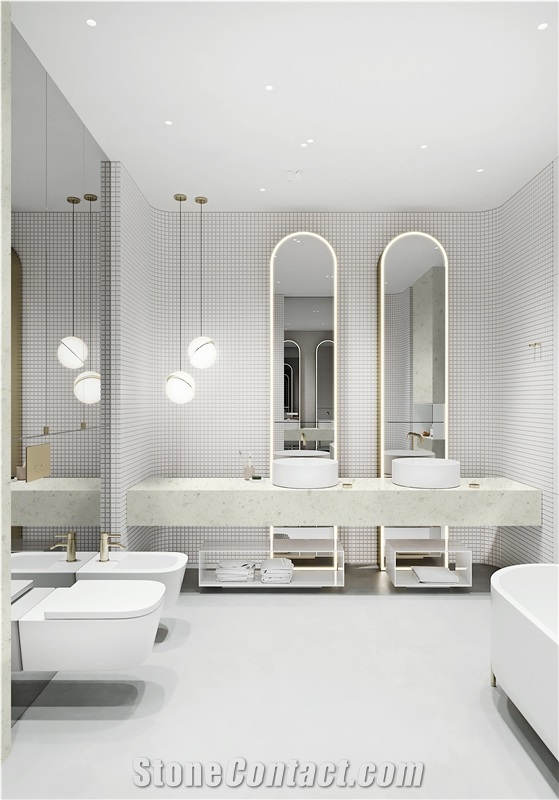 Fatiya Terrazzo Slab Ivory White Floor Tile Wall Decoration