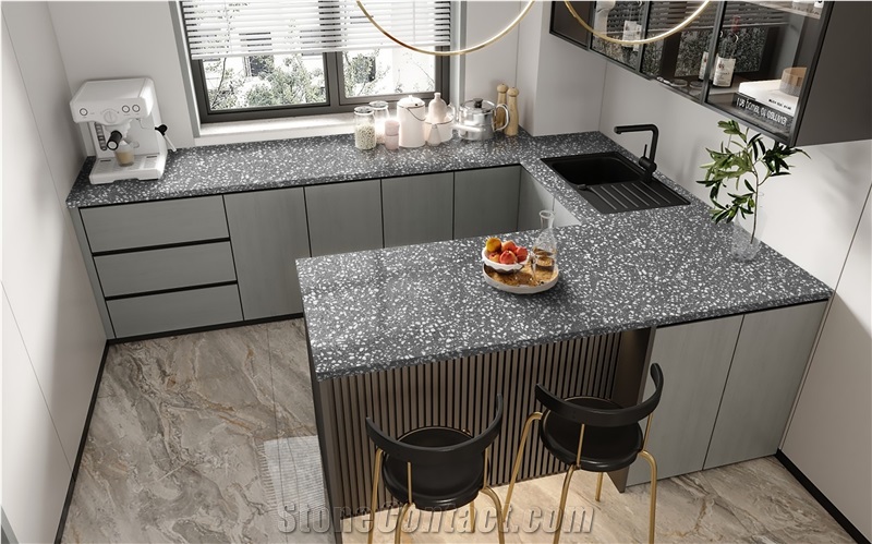 Fatiya Terrazzo Slab Sesame Grey Floor Tile