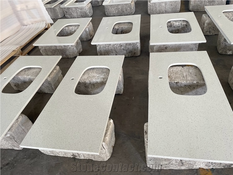 Cheap White Artificial Quartz Stone Bathroom Top Vanity Tops
