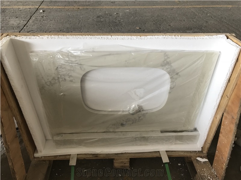 Cut-To-Size Vietnam  White Vanity Countertop For Apartment