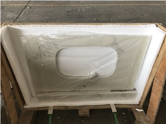 Cut-To-Size Vietnam  White Vanity Countertop For Apartment