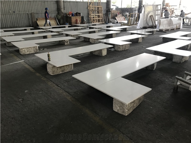 Ice White Vietnam Quartz Multi Family Kitchen Countertop