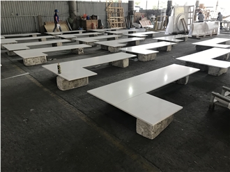 Ice White Vietnam Quartz Multi Family Kitchen Countertop