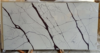 Panda White Artificial Quartz Black Veins Kitchen Top