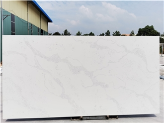 Polish White Calacatta Quartz Slabs  From Vietnam Factory