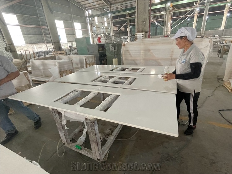 Pure White Quartz Stone Countertop Kitchen Countertop