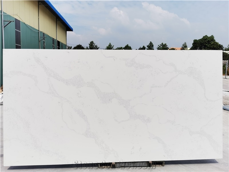 Q9201 Vietnam Made Calacatta White Quartz Slabs