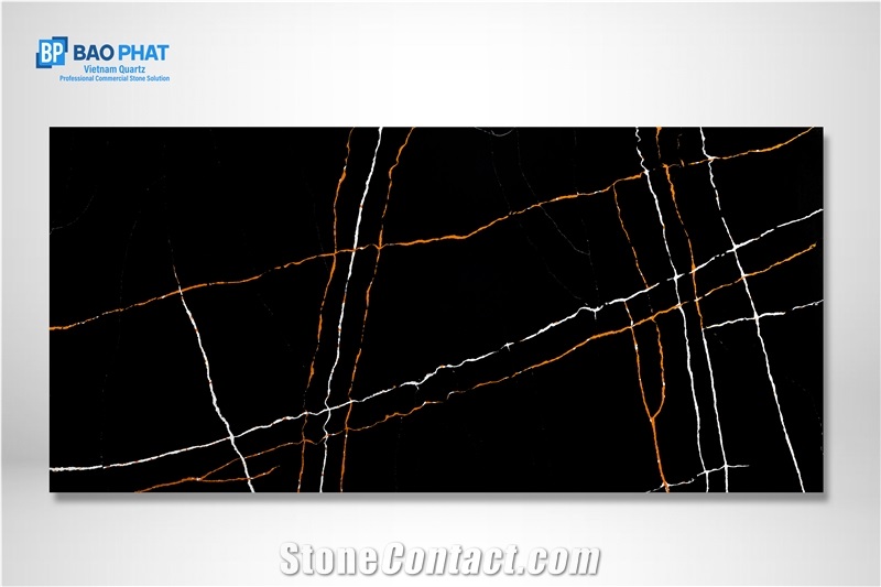 Viet Nam Quartz Stone Black Artificial Calacatta