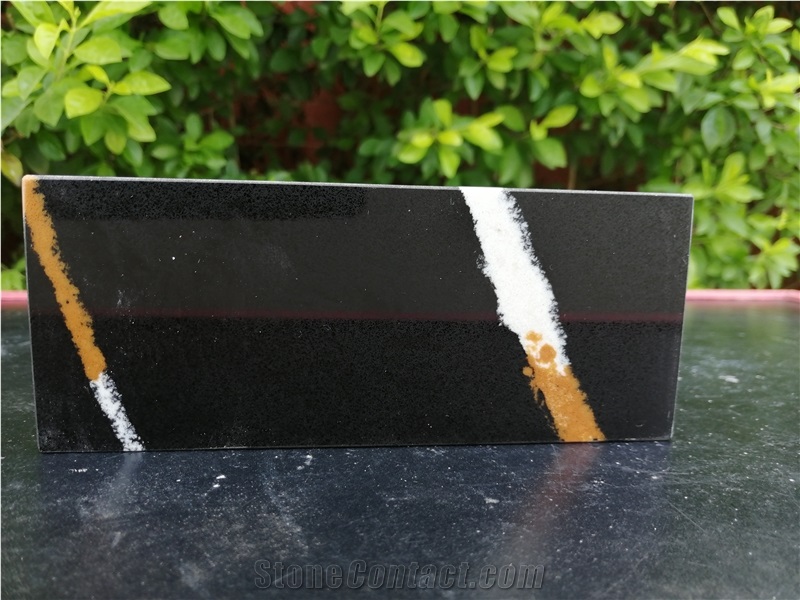 Viet Nam Quartz Stone Black Artificial Calacatta