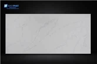 Vietnam White Calacatta Quartz Slabs With Grain-Free Base