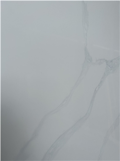 Vietnam White Calacatta Quartz Slabs With Grain-Free Base