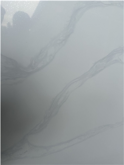 Vietnam White Calacatta Quartz Slabs With Grain-Free Base