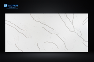 White Calacatta Grey Veining Marble-Look Quartz Slabs