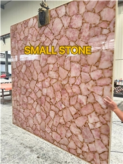 Brazil Rose Semiprecious Slabs With Pretty Gold Edge