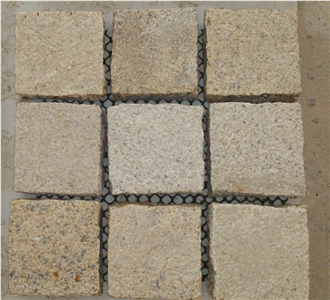 G682 Granite Cube Stone On Mesh Bushhammered Finish G682 Granite Cube Stone On Mesh Bushhammered Finish