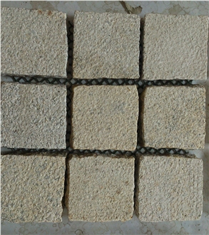 G682 Granite Cube Stone On Mesh Bushhammered Finish
