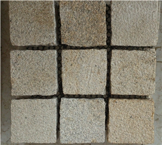 G682 Granite Cube Stone On Mesh Bushhammered Finish