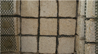 G682 Granite Cube Stone On Mesh Bushhammered Finish