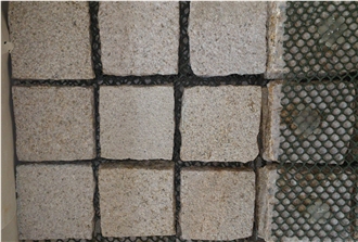 G682 Granite Cube Stone On Mesh Bushhammered Finish