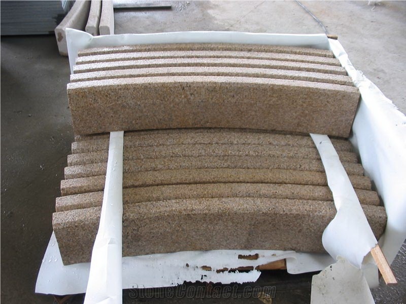 G682 Yellow Rusty Granite Kerbstone Bushhammered