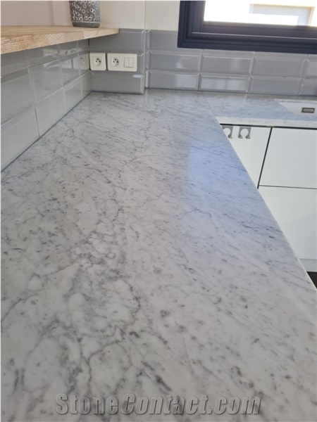 Bianco Carrara Marble Kitchen Countertops