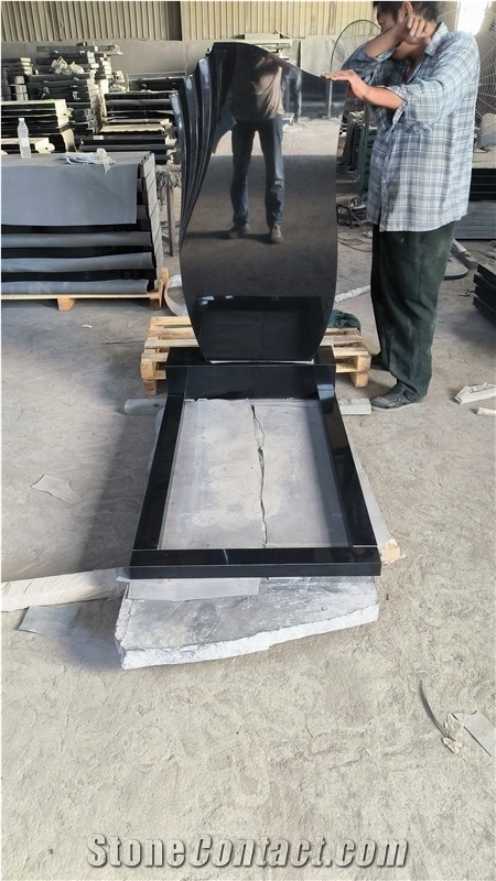 Polished China Black Granite Gravestones,Black Granite