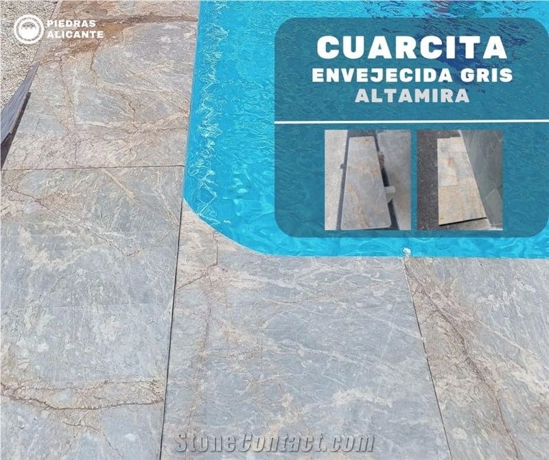 Altamira Gris Quartzite Pool Coping
