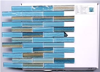 1/2 Waterline Tiles - Fiji Subway Glass Mosaic Collection