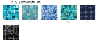1/2 Waterline Tiles - Fiji Subway Glass Mosaic Collection