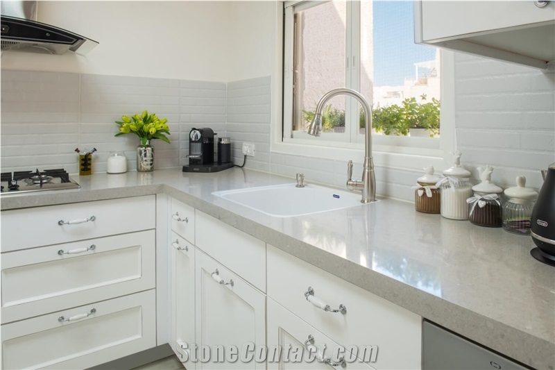 Even Caesar Quartz Stone Kitchen Countertops
