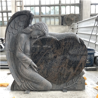 Aurora Granite  Angel  Engraved Heart  Monument