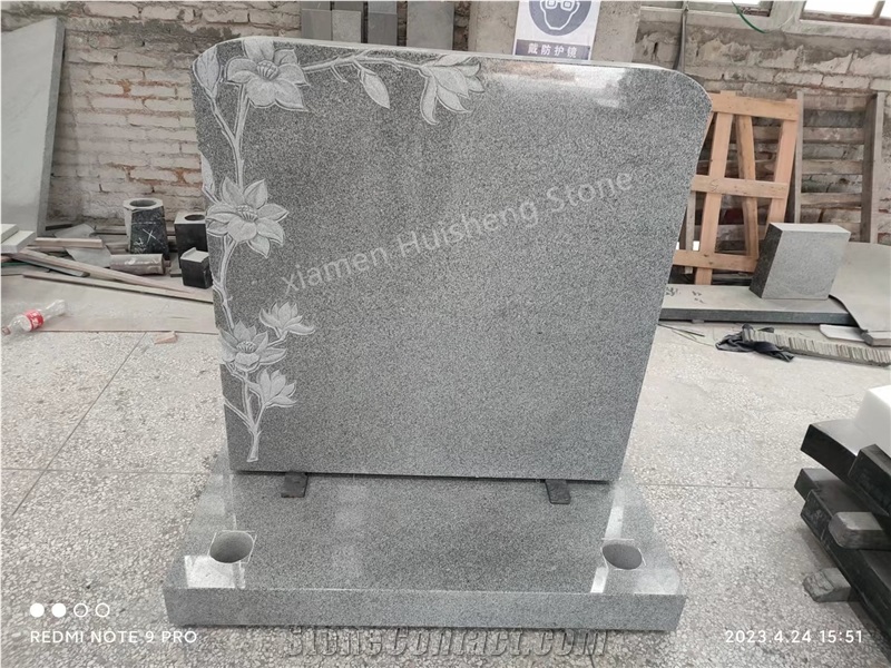 G633 Grey  Granite  Cross Engraved Headstone
