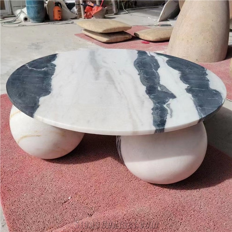 Customized Panda White Marble Round Table