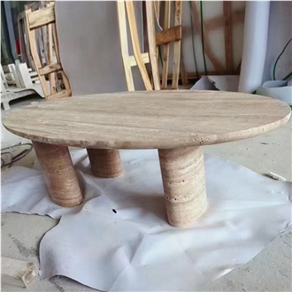 Customized Panda White Marble Round Table
