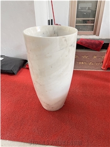 Natural Stone  Cheaper  Guangxi White Marble Pedestal Basin