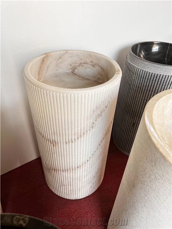 Natural Stone  Cheaper  Guangxi White Marble Pedestal Basin